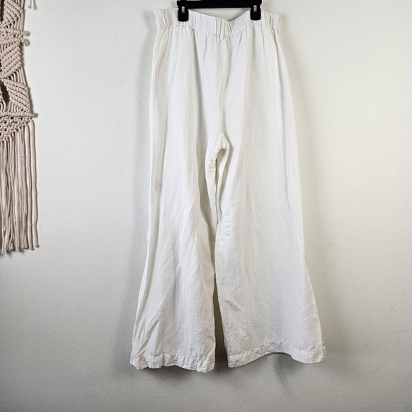 Boston Proper Linen Blend Wide Leg Pants Size 12 Lined Pockets - Picture 5 of 8